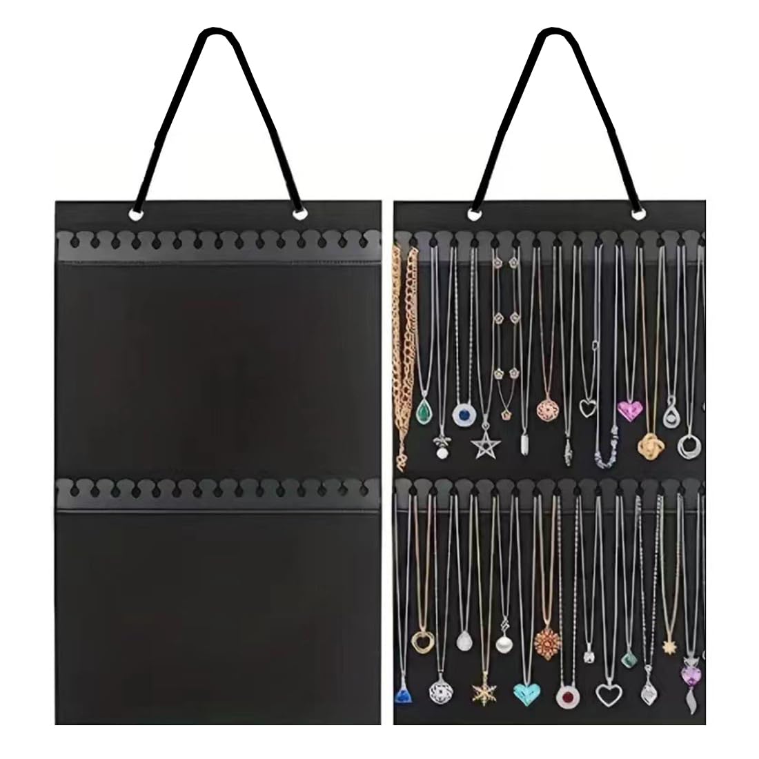 Organizzatore Gioielli Da Appendere - Doppia Faccia Con Tasche Per Collane E Orecchini - Foto 11