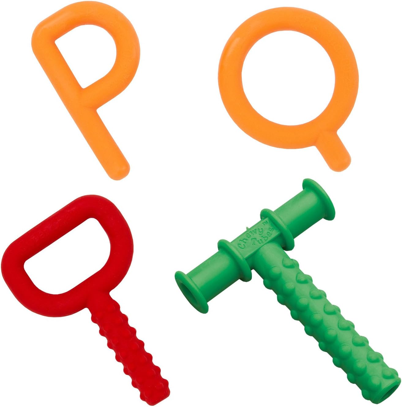 Chewy Tubes P's & Q's, Super Chew Red and Teether Green Set