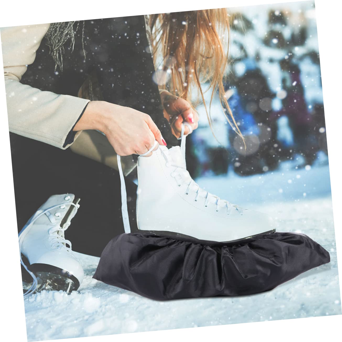 Sosoport Portavasos Cubiertas De Patinaje Guardias De Skate De Hockey Protector De Cuchillas De Patinaje Equipo De Protección De Hockey sobre Hielo Nylon Negro