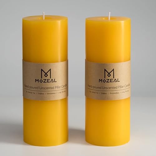 Miniatura 305 de MOZEAL Velas de pilar extra grandes de color borgoña de 4" x 10" (juego de 2), sin perfume, sin goteo, sin humo, de larga combustión limpia, velas