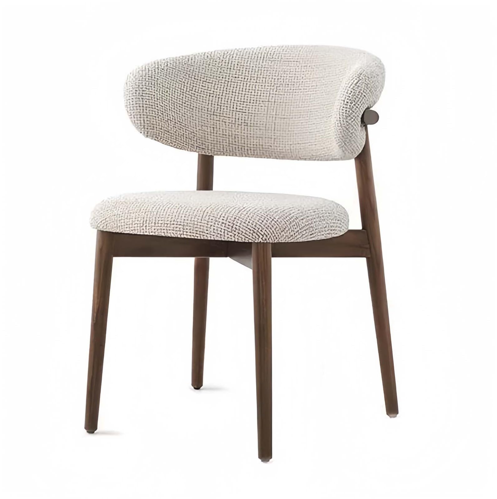 Sedia da pranzo in legno con schienale curvo, cuscino in lino, struttura in acciaio al carbonio, elegante arredamento imbottito per cucina e soggiorno, per camera da letto, sala da pranzo e salotto.