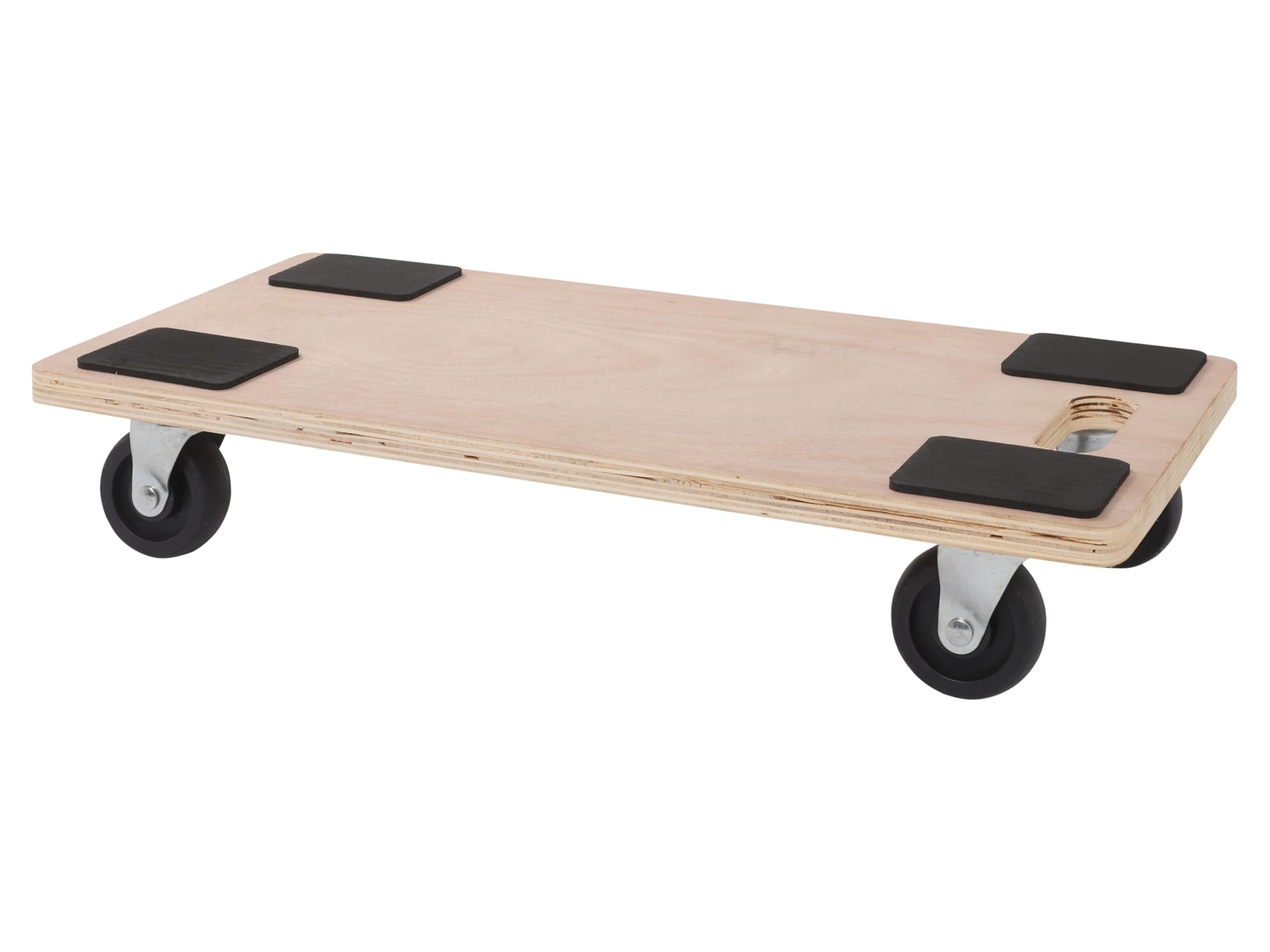The Workplace Depot Brown Platform Dolly, Heavy Duty 20Mm Thick Wooden Moving Trolley With Anti Slip Foam Grip Pads On Swivel Castors For Moving Furniture & Equipment