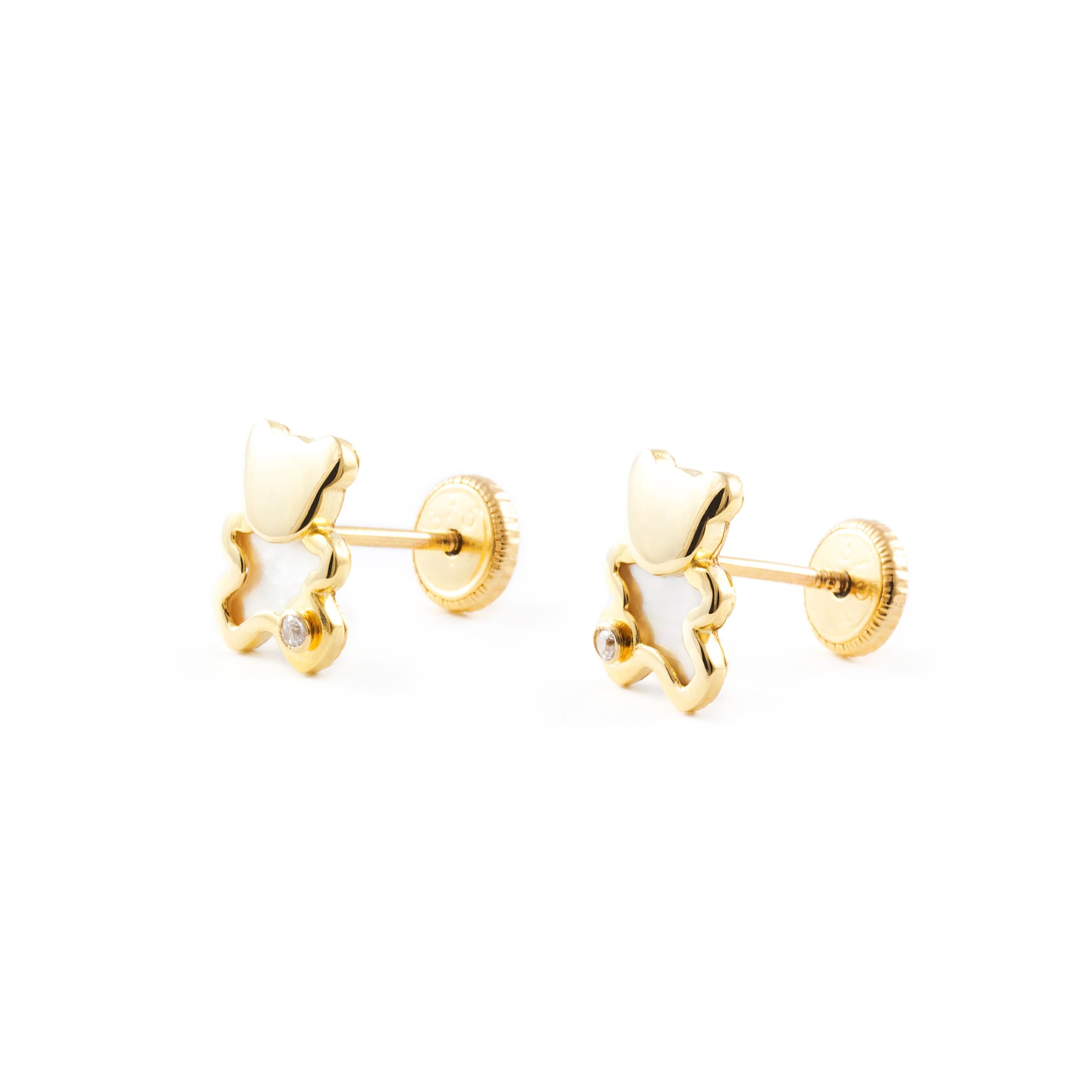 Damen & Kinder Bär Ohrstecker - Gelbgold 9 Karat (375) - Geschenkbox - Garantiezertifikat