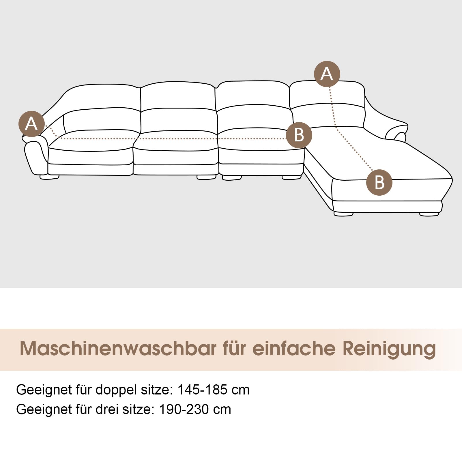L-Form Sofabezug Couchbezug Schonbezug, 3+2 Sitzer Ecke Elastische Sofa Überzieher Ecksofabezug Universelle L-Förmige Sofa Bezug Sofaüberwürfe Stretch Abwaschbar, für Wohnzimmer Schlafzimmer