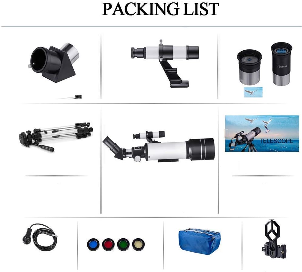 Telescopes for Astronomy Adult,Telescopes for Adults, with Tripod Smartphone Adapter, Portable Travel Stargazing High Magnification High-Defi