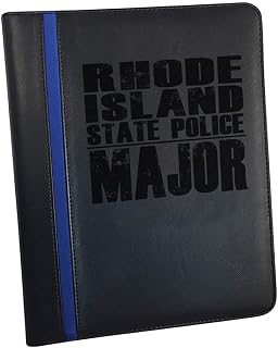 Rhode Island State Police Major Police Padfolio Notepad Holder - Thin Blue Line Portfolio with Police Officers Prayer Print & 3 Police Laptop Stickers and a Police Car Magnet