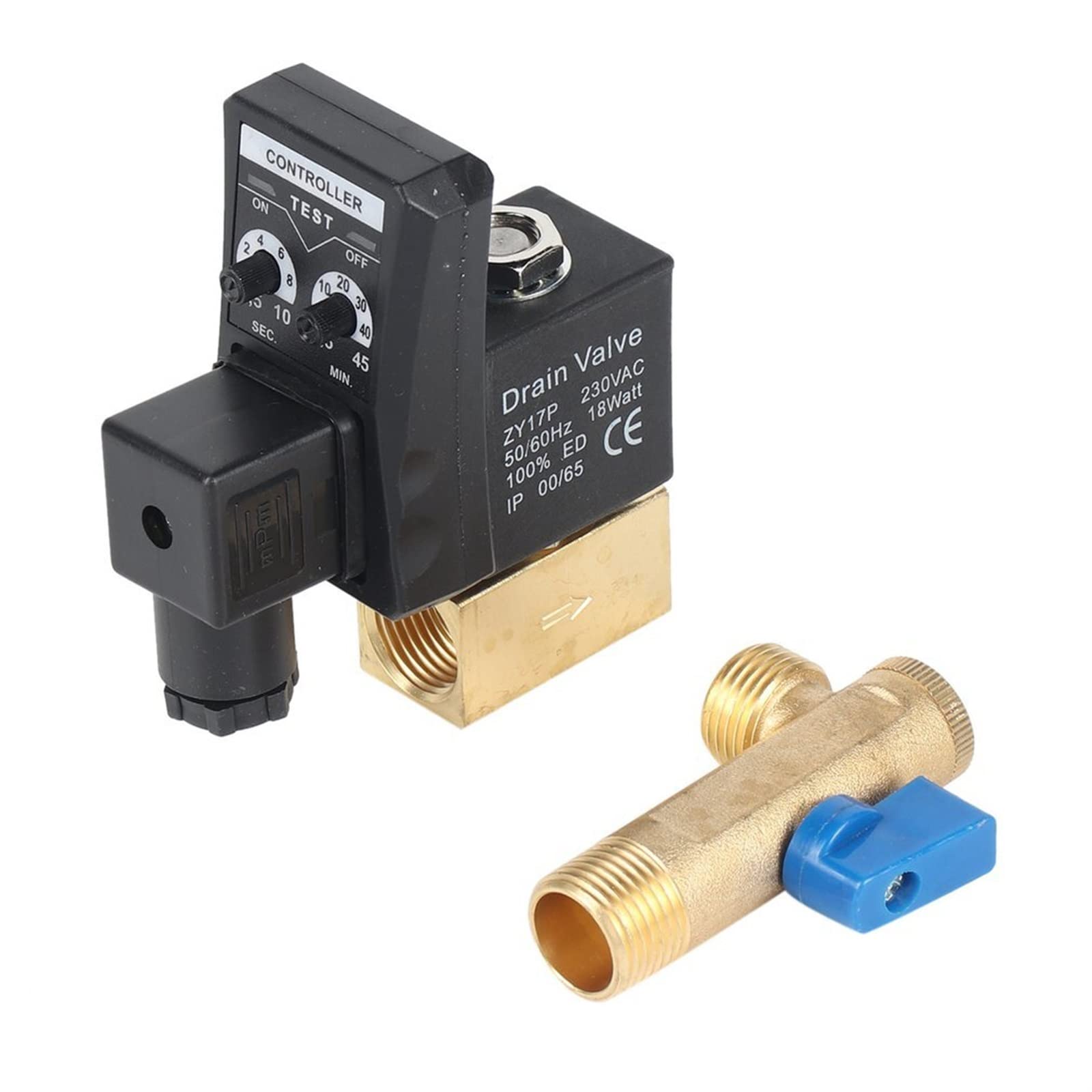 Válvula de Drenaje electrónica Válvula de Drenaje automática del Tanque de Gas temporizada 1/2 quot; Puerto AC 220V Válvula de latón de 2 vías for compresor de Aire 1 Uds