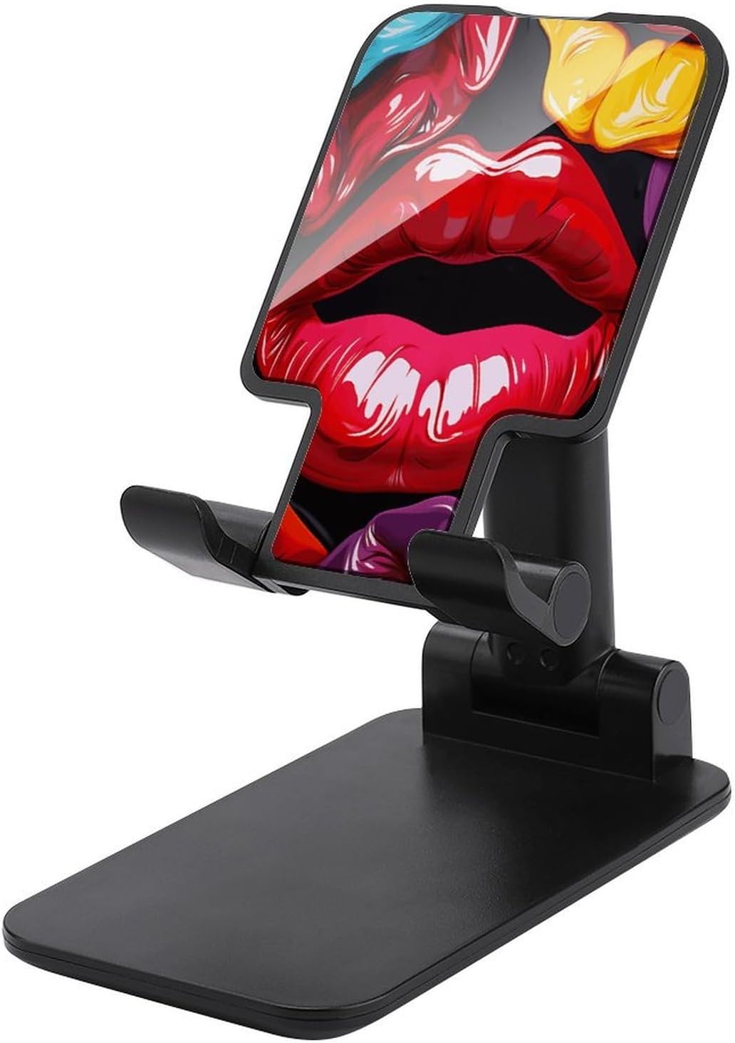 Universal Cell Phone Stand for Desk Adjustable Mobile Colorful Lips Phone Holder Mount Cradle Dock Compatible with 4.0-8.0 Inch Smartphones Portable Office Desktop Accessories Decor