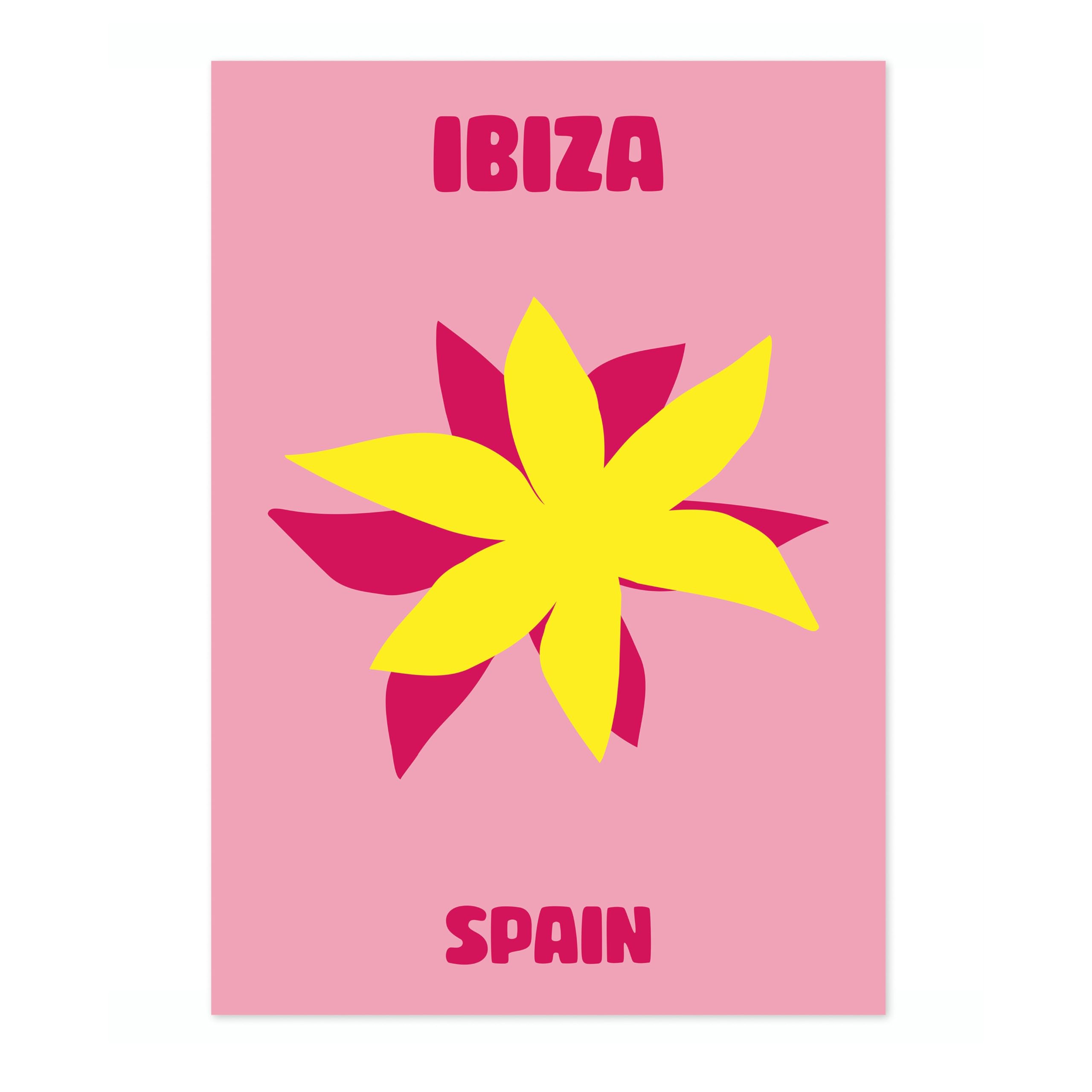 Ibiza Travel Poster, Colourful Abstract Preppy Minimalist Room Decor Wall Art Print, Archival Matte, 50x70cm (Print Only) - 50x70cm