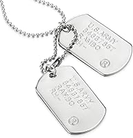 COOLSTEELANDBEYOND Men's Military Dog Tag Necklace - Double ID Tags, U.S. Army Rambo Engraved, Polished Alloy Ball Chain, Rugged Soldier Gift