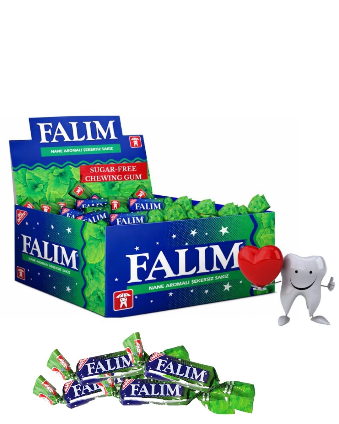 Chicle Sin Azúcar Sabor Menta, Envuelto Individualmente, Pack de 100 Unidades