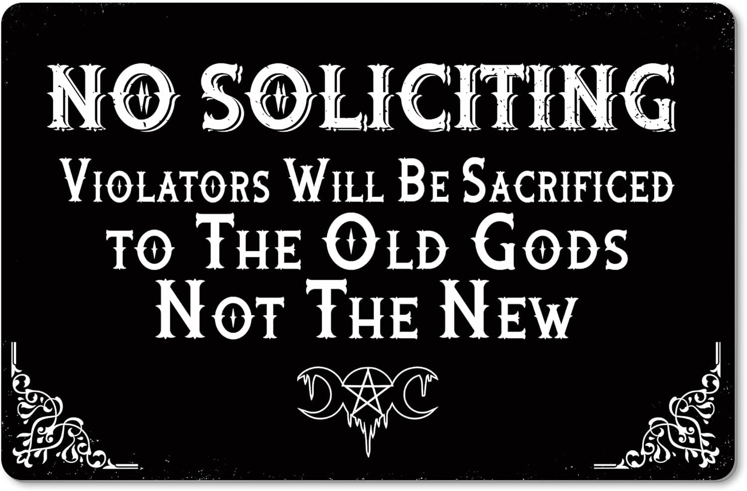 peiyeety Metal Tin Sign No Soliciting Vintage for Home Living Room Bedroom Decor Gift Halloween Seasonal 8x12 Inch
