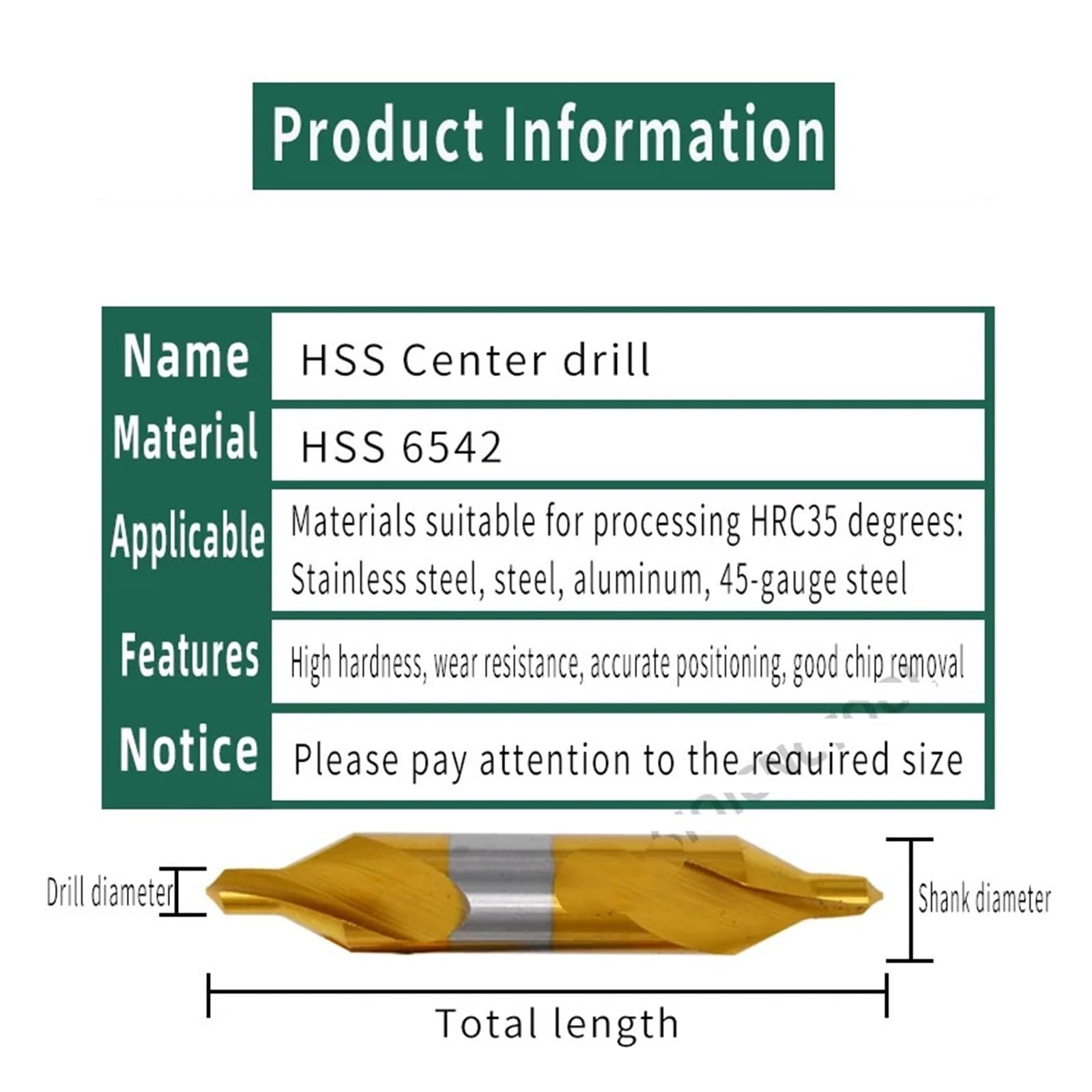 Centro Brocas HSS Taladro central HSS, 6 uds., juego de brocas de 1,0-5,0mm, cortador de taladro centrador de agujeros M35 6542(B1.6 (6mm) Cobalt)