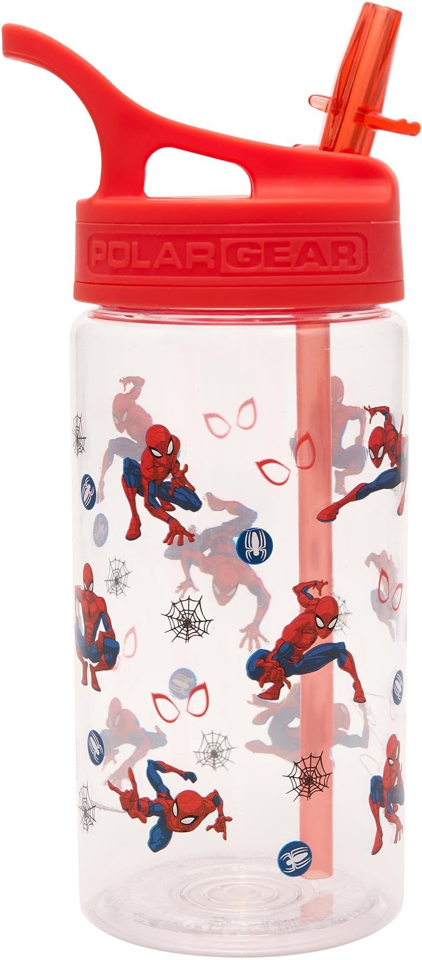 Marvel Spiderman Kids Water Bottles with Straw - 400ml BPA-Free Spider-man Drinks Bottle with Carry Handle - School Water Bottle with Removable Straw, Red