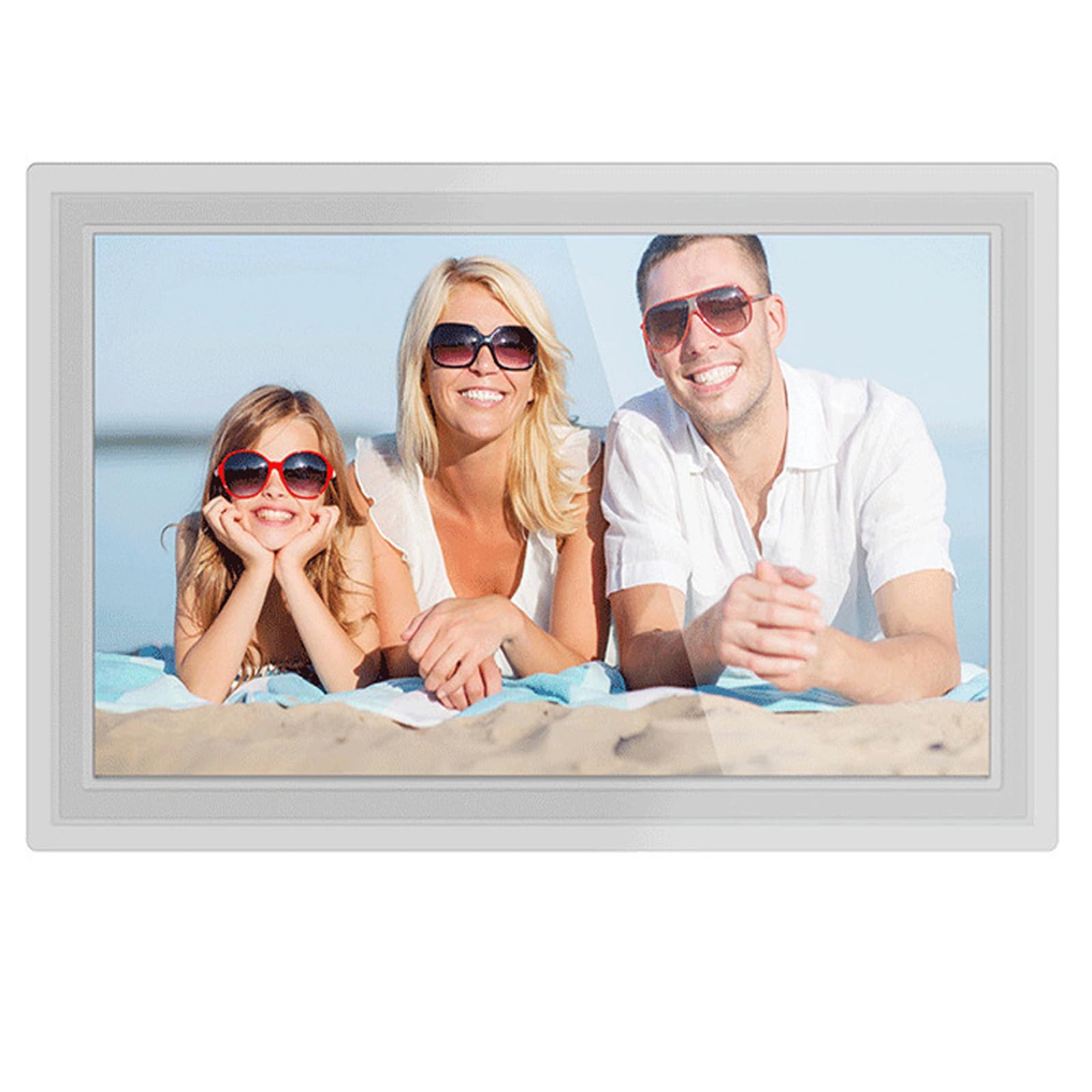 Cornice Digitale 10 Pollici Wifi, 32GB, Touch Screen Full HD 1280x800, Rotazione Automatica, USB Integrata, Condividi Foto/Video Immediatamente Tramite App da Qualsiasi (Bianco, ABS)