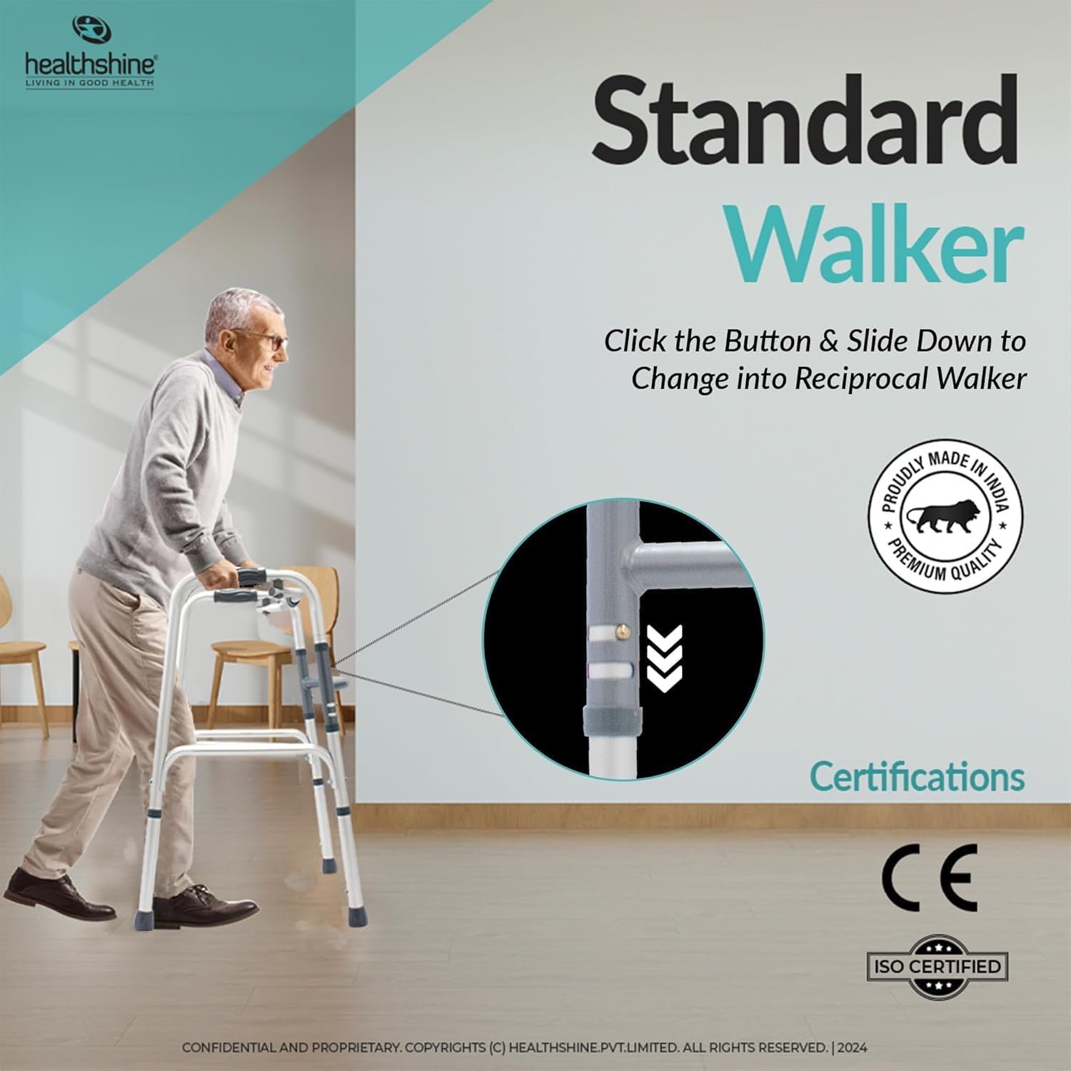 Healthshine Lightweight Foldable Walker HS913L - in use