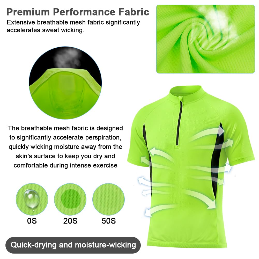 DiULi Radtrikot Herren, Fahrrad Trikots Reißverschluss Fahrrad-Kurzarmtrikot mit 3 Taschen, MTB Top Kurzarm für Radsport Outdoor Sport