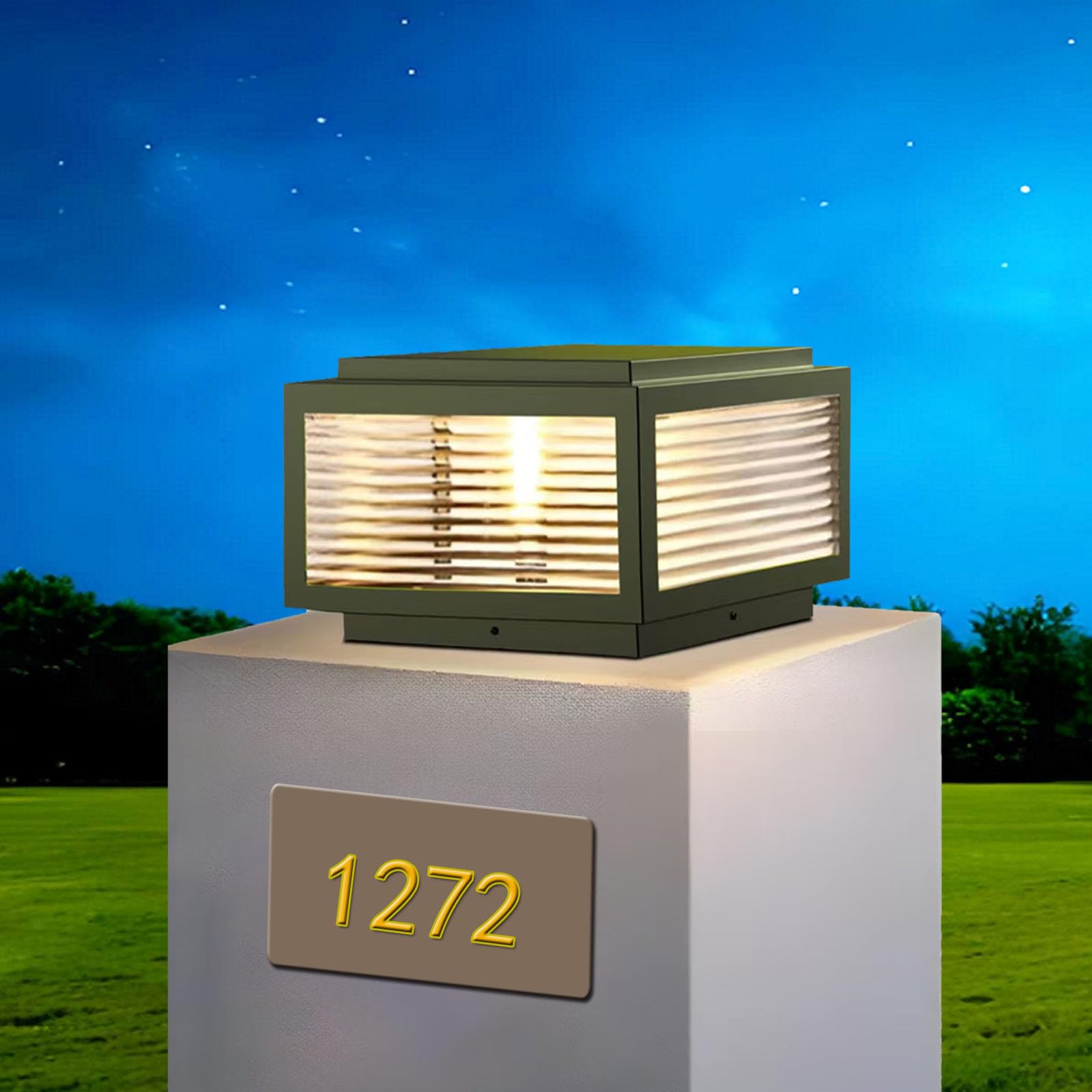 Large Outdoor Post Light 20 X 20 in, Column Light,Wired Lantern Column Lamp 110-240V(12-36V Replace Bulb),Garden Light,IP54 Waterproof, Base E26,LED Post lamp,Fence Post caps