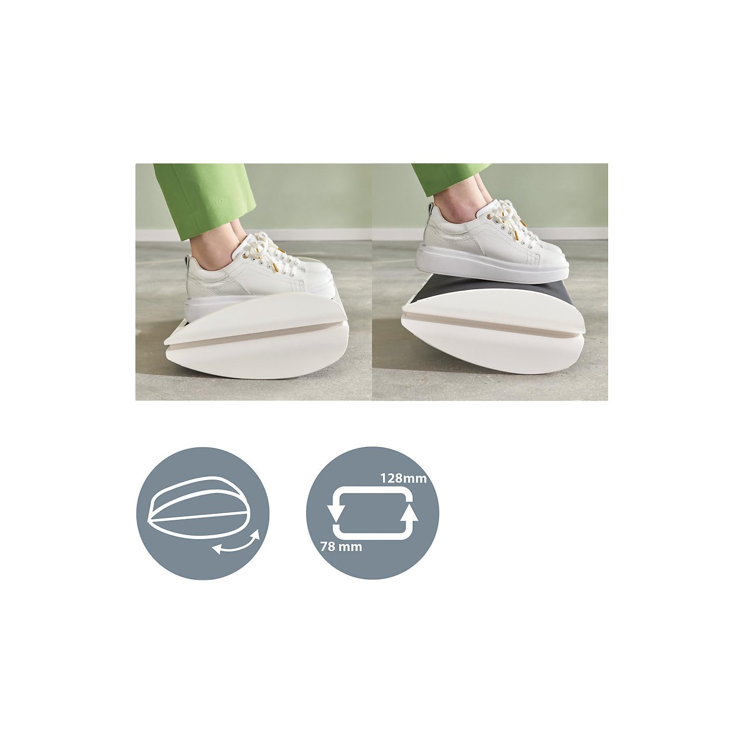 Leitz Ergo Poggiapiedi Ergonomico Regolabile per Scrivania con 2 Impostazioni di Altezza, 50,8 x 13,5 x 30 cm, Grigio Chiaro/Bianco, 65030085