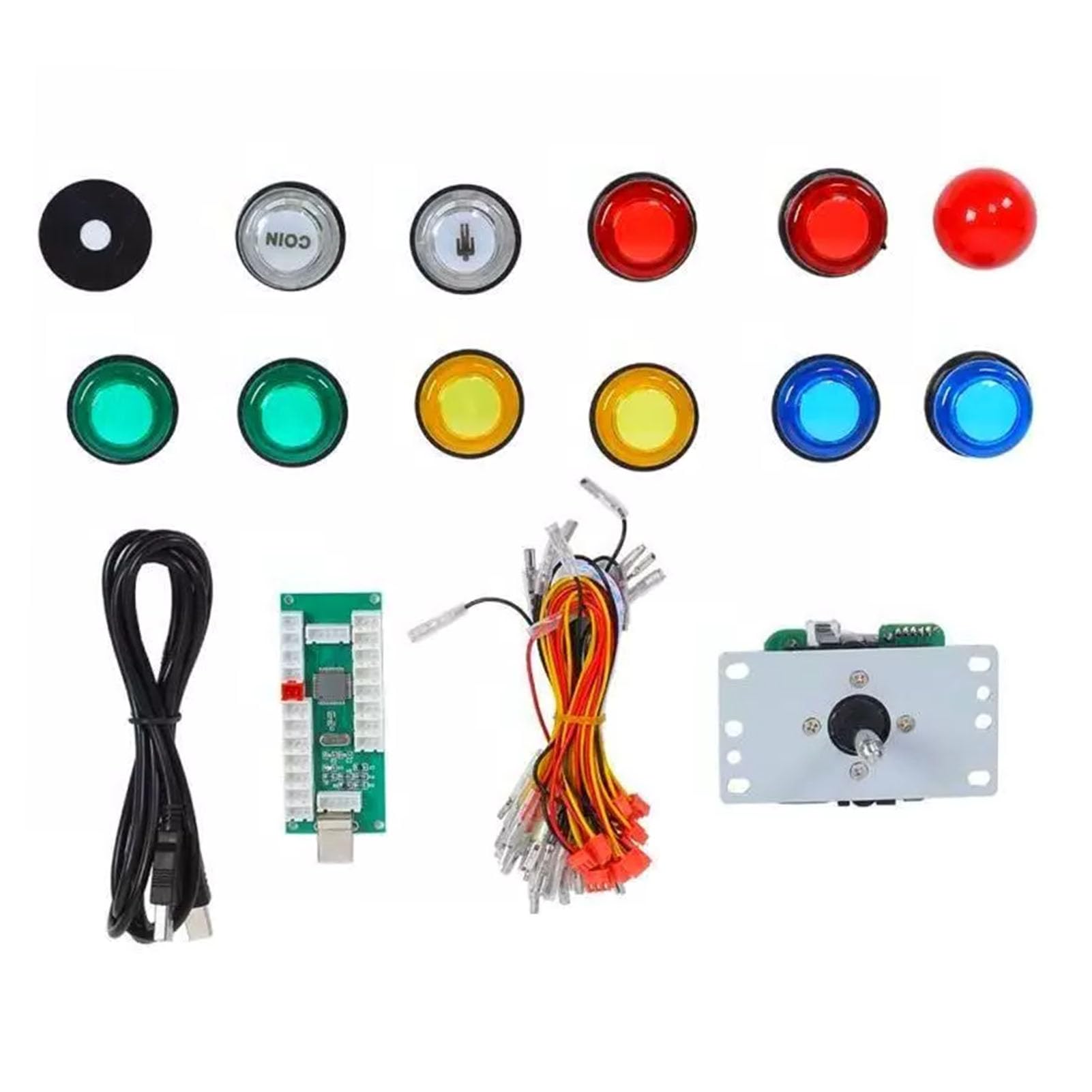 Kit joystick fai da te Joystick Board Circuit Board 5P USB PC Joystick Pulsanti illuminati Controller di gioco per appassionati di giochi Plastica Metallo