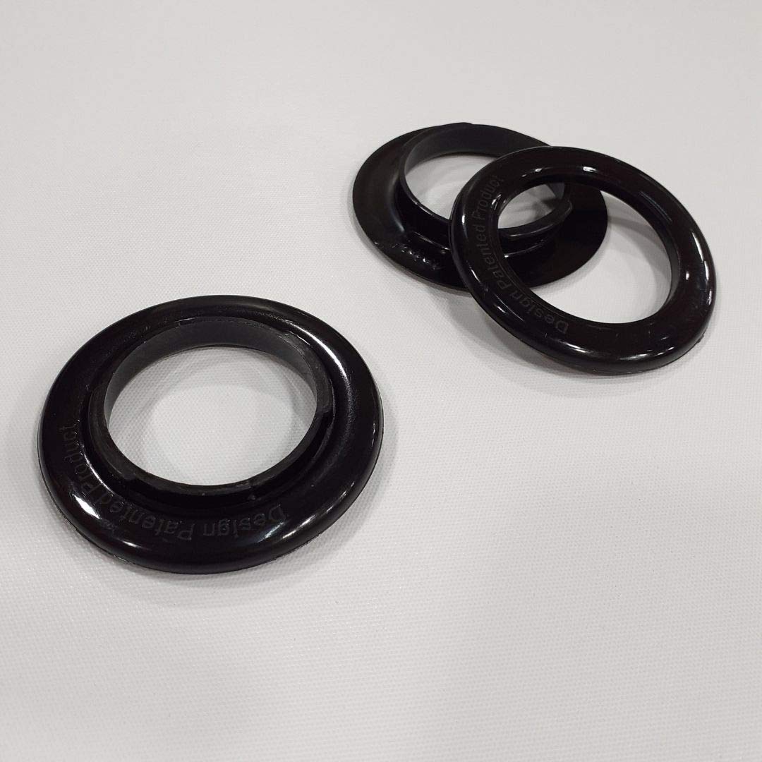 FAPBADRI Lot de 50 anneaux à œillets avec fermeture arrière (mâle et femelle), convient pour un tuyau de 2,5 cm, couleur noire, 50 pièces