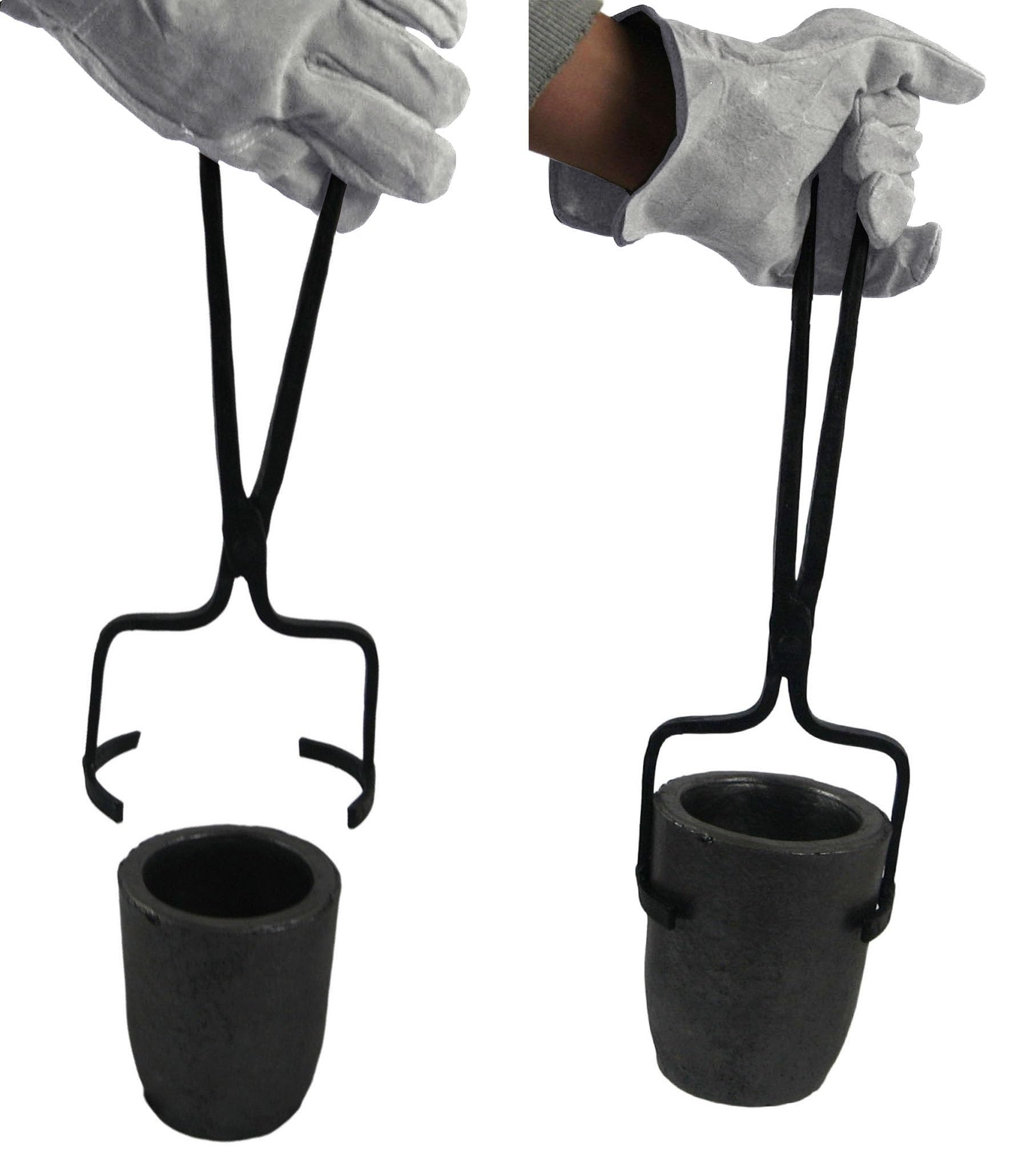 Pinzas de crisol de 6 kg para derretir metal, con pinzas de elevación y pinzas de vertido, mandíbulas de 4.3 pulgadas, 19 pulgadas de longitud, color negro