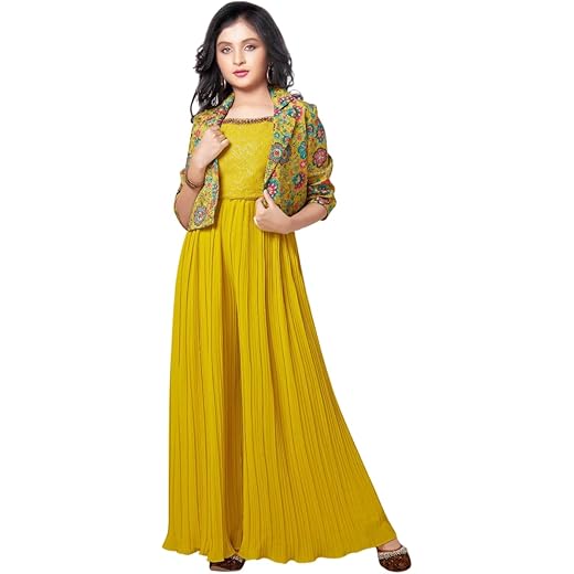 Floral Print Indowestern Palazzo Set for Girls