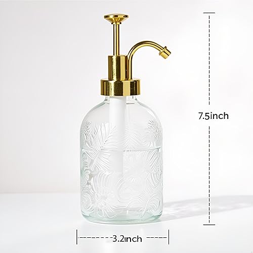Miniatura 4 de Dispensador de jabón con bomba de vidrio, 8.5 fl oz, dispensador de jabón para manos de cocina, dispensador de crema agria, dispensador de bomba de