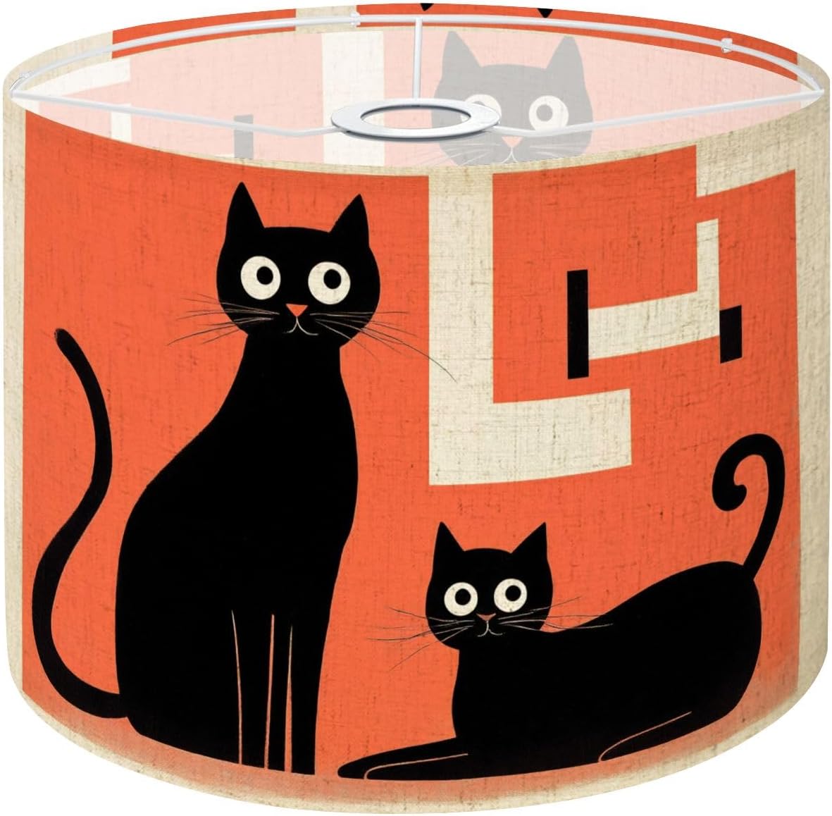 Lamp Shades Large Lamp Shade Mid Century Modern Cats Atomic Art Decorative Black Abstract Linen Shade for Pendant Light Table Lampshade Floor Lampshades Drum Boho 1 Pack Replacement