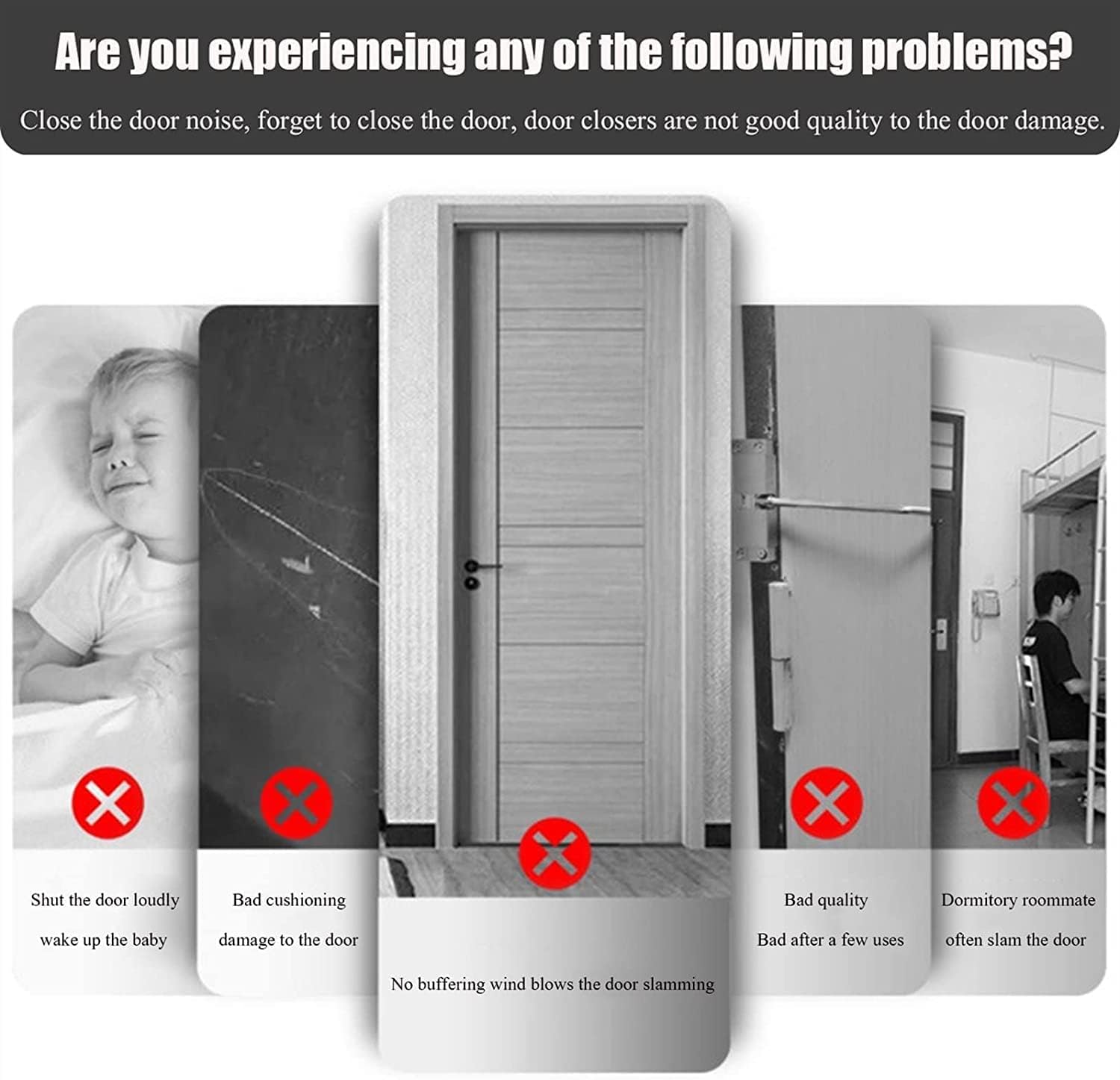 Hardware Door Closer, Automatic Door Closers, Adjustable Spring Silent Buffer Hinge, Anti-Pinch 1pc(Silver,150mm)