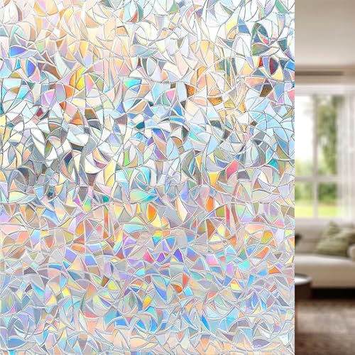 Vinilos para Cristales Ventanas 45 x 300 cm Efecto Esmerilado, Anti-UV, Privacidad Total, Fácil de Instalar Fensterfolie Blickdicht Fensterfolie para Baño Cocina Oficina, Luna Creciente