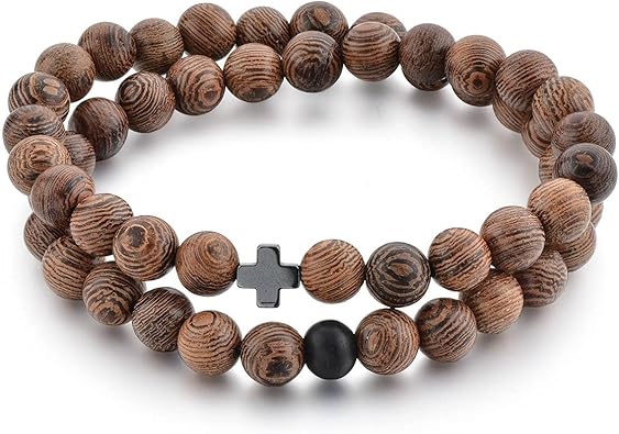 St John the Baptist Orthodox Wooden Prayer Beads Bracelet | Men Women 8 MM + Hematite Cross | Great Gift