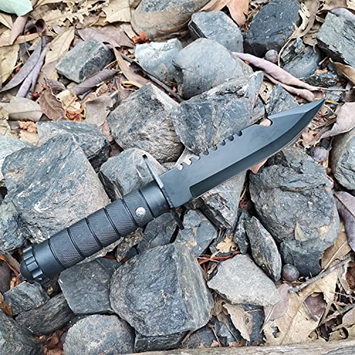 Doom Blade 11.2 Inch Serrated Fixed Blade Knife With Sheath, Survival Camping Knife, Bowie Type Hunting Knife #TOP1