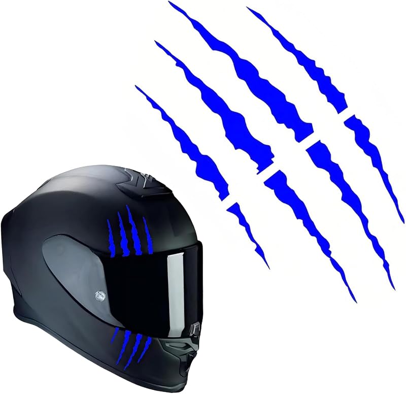 1 Set Motorcycle Helmet Stickers, Claw Scratch Design, Waterproof Reflective Decals for DIY Decoration, Universal for Most Helmets, Vehicles, Laptops (Blue)