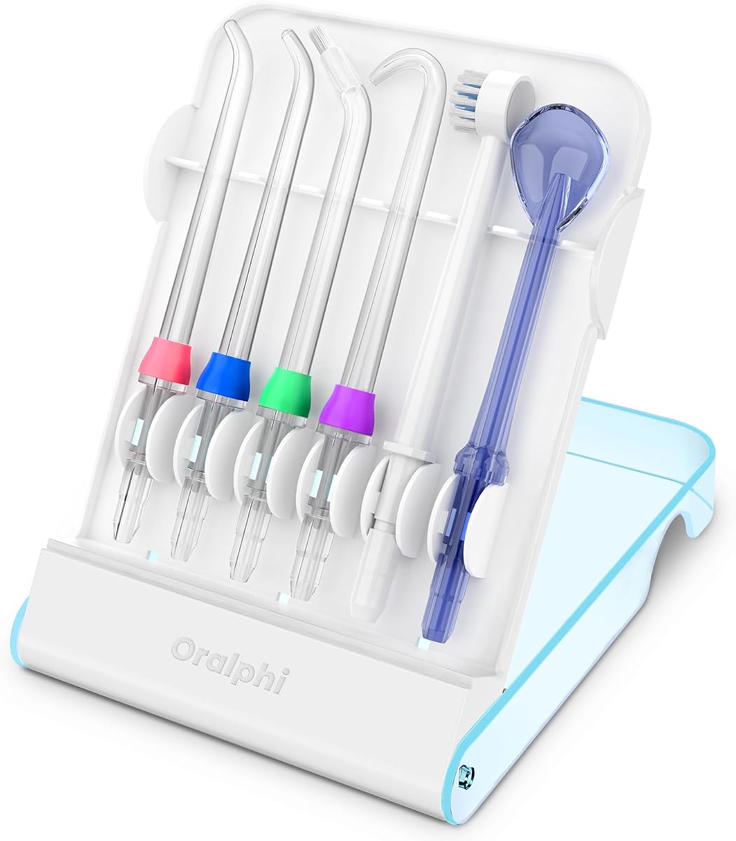 Replacement Tips for Waterpik, Water Flosser Replacement Heads Parts for Waterpik Oral Irrigator (Aquaflosser 6 Tips Tongue Combo & Storage Case Bundle)