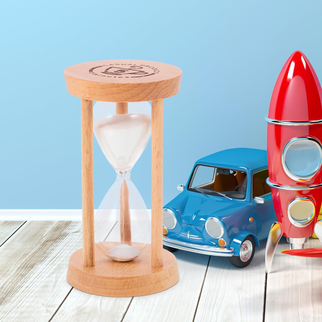 Hemoton 5 Minute Hourglass Timer Small Wooden Sand Timer Decorative Kitchen for Cooking Study Games Desktop Ornament