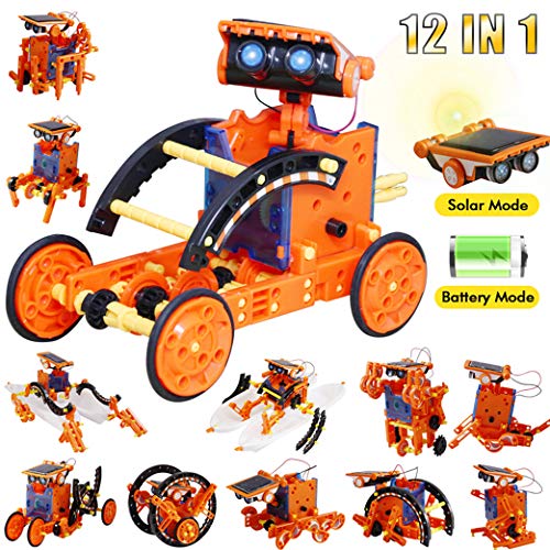 Yeelan Solar Robot Toy Educational Building Toys 12-in-1 DIY Science Experiment Kit 190 Pieces STEM Coding Robots Engineering Set Powered by the Sun for Kids Boys & Girls Aged 10+