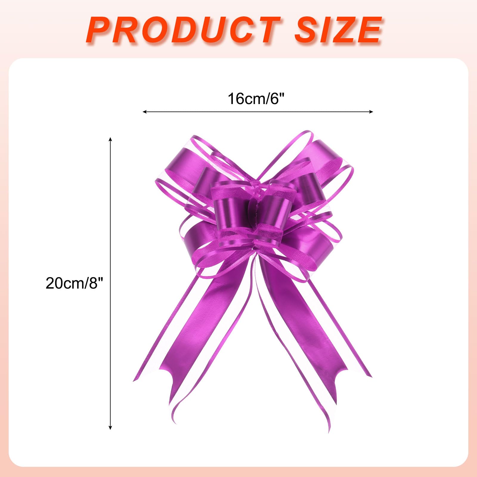 Uxcell 20pcs 8 Inch Giant Large Pull Bow Gift Wrapping Organza Bows Ribbon Rose Red for Wedding Baskets Presents Christmas - Image 2