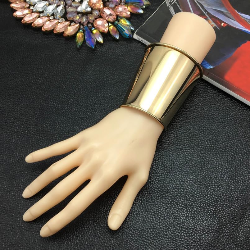COLORFUL BLING Chunky Polished Gold-Tone Cuff Bracelets Thick Adjustable Open Wide Cuff Bangle Bracelets Wrist Jewelry Gifts for Women - Image 2