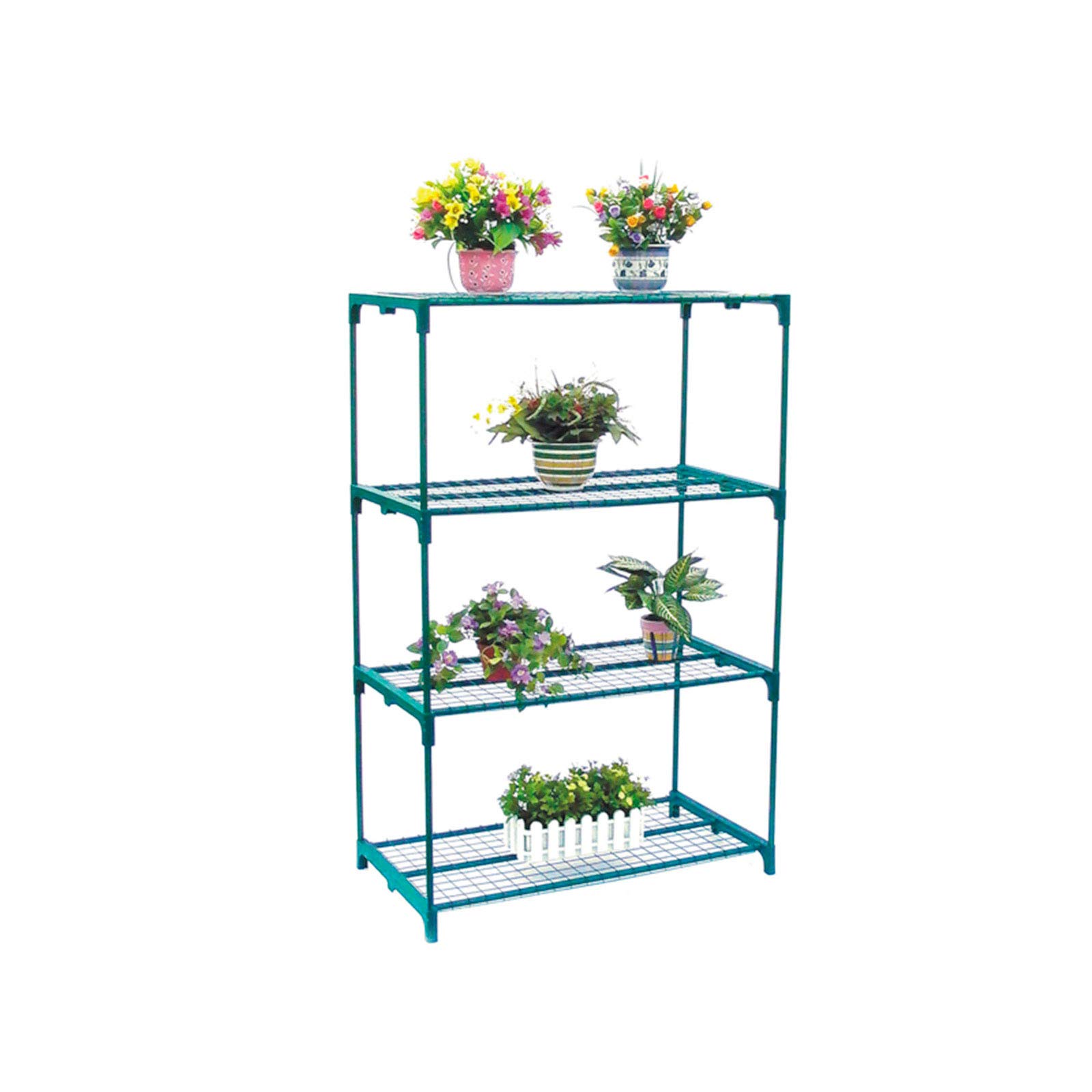 Serra PVC/Acciaio Gardiun Leaf II 4 Ripiani 69x49x160 cm Verde con Porta con Cerniera