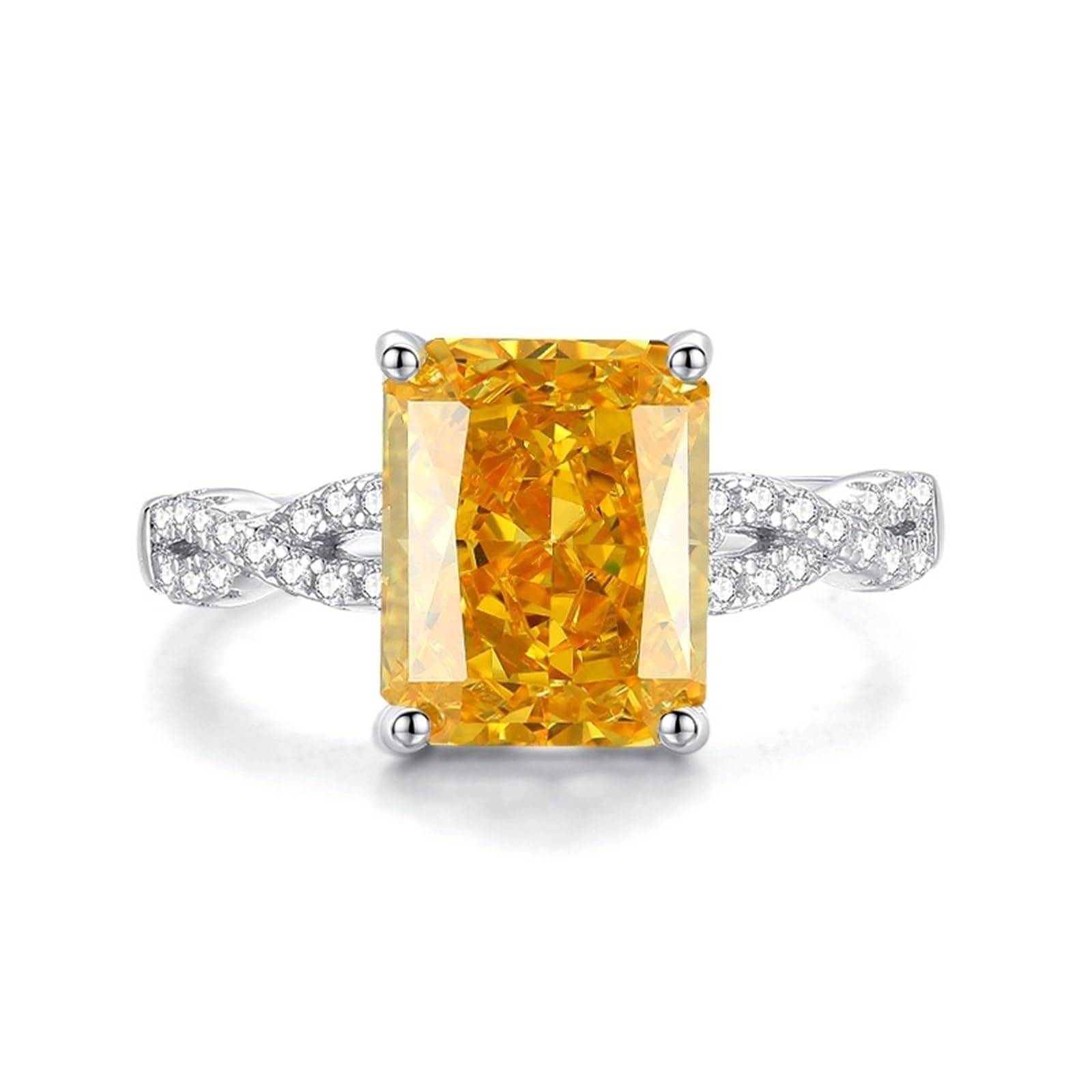 Anillo de oro para mujer con moissanite de 4 quilates, elegante oro blanco, anillo de aniversario, solitario, oro auténtico, anillos de compromiso, anillo de mujer
