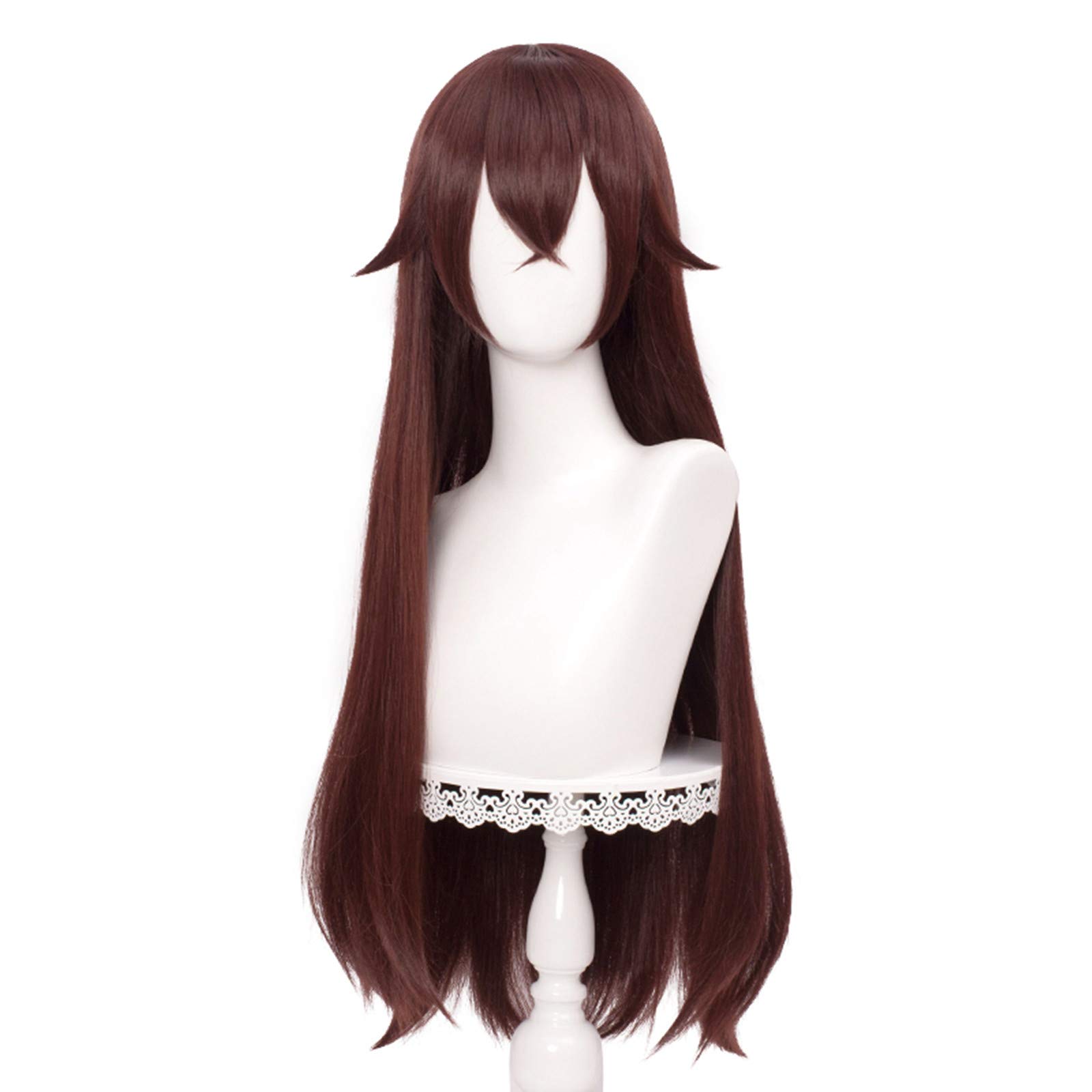 Wiggy Mermaid (Brown) - SL Straight Brown Cosplay Wig for Amber Genshin Impact Women Long Anime Natural Soft Party Hair Wigs with Bangs + Cap