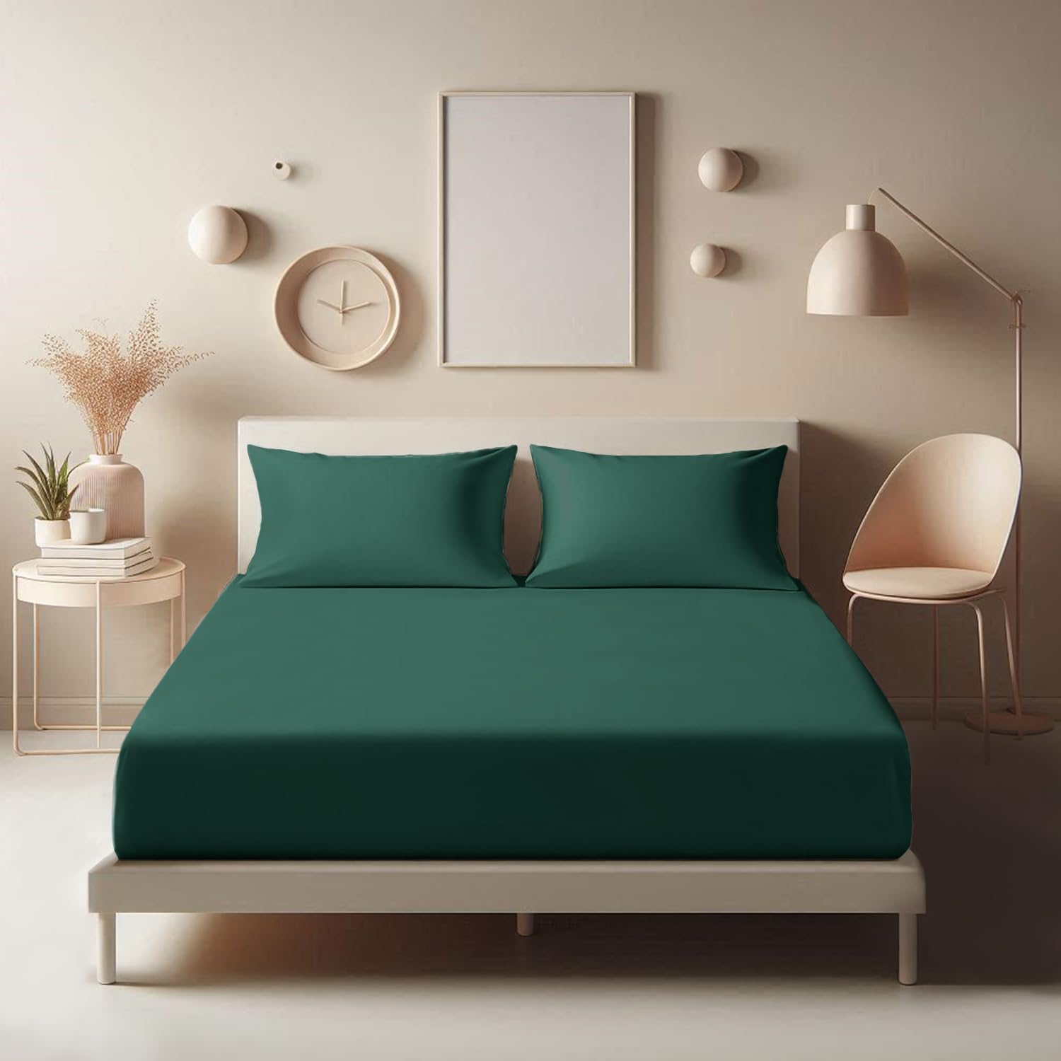 Aspire Homeware King Size Fitted Sheets - 25 cm Deep Hotel Quality (Emerald) Bed Sheets - Soft & Breathable Fitted Sheets King Size - Anti-Wrinkle Easy Care Fitted Sheet