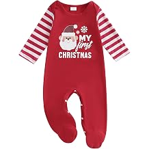 Felcia Baby Girls Boys Christmas Romper Long Sleeve Jumpsuit Infant Newborn Santa Claus Print My First Xmas Clothes