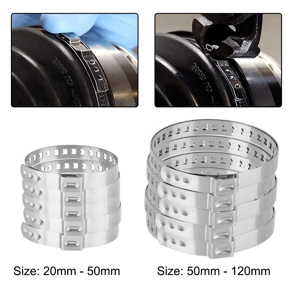 Jeu de joints-soufflets Kit de 5 fixations automobiles réglables 20-50/50-120 mm pour soufflet joint homocinétique d'essieu et clips cage à rotule d'arbre transmission(50-120mm 5PCS)