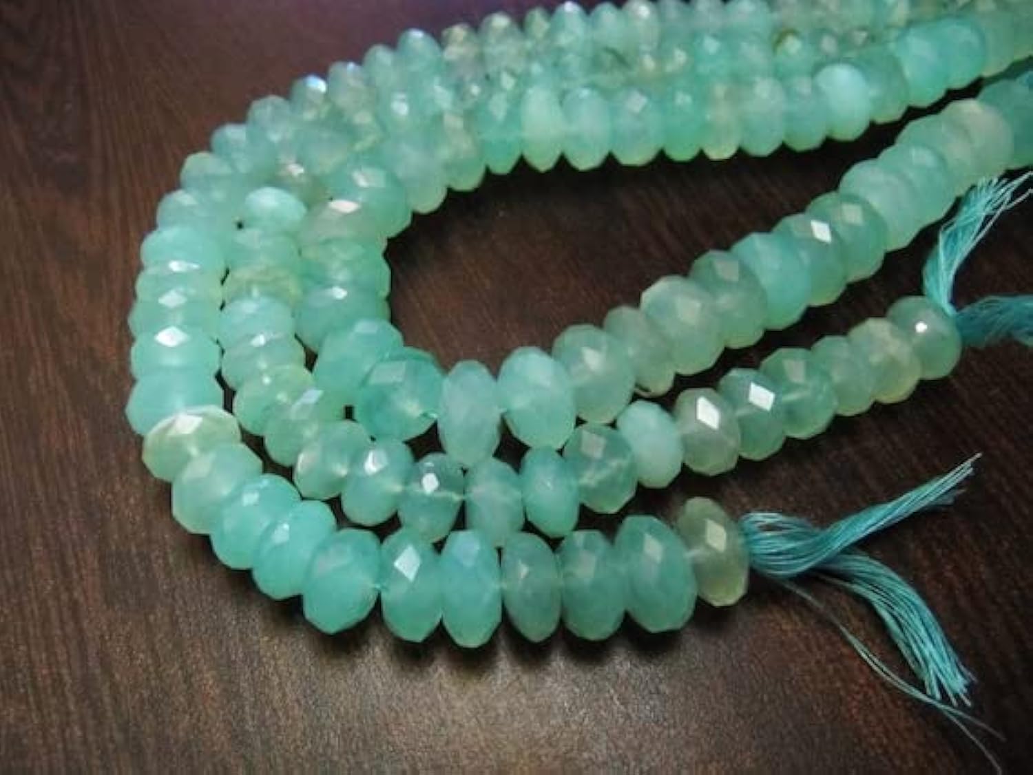 Calcédoine bleu aqua facettée haut de gamme, rondelles de 10-15mm pour collier