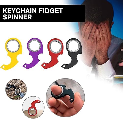 Miniatura 9 de Llavero giratorio negro, llavero giratorio para ansiedad, novedoso llavero para ejercitar los dedos, regalos Fidget Spinners para niños y adultos y