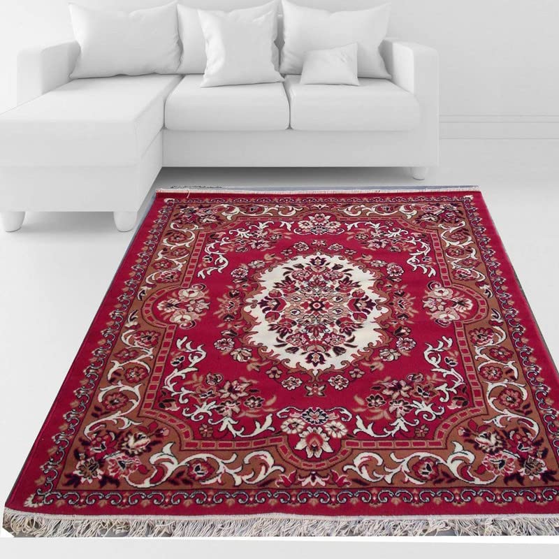 Image of Home Decore Acrylic Carpet for Your Living Room & Drawing Room Aywhere in Your Home (150x210 Red Colour)- 5x7 Feet