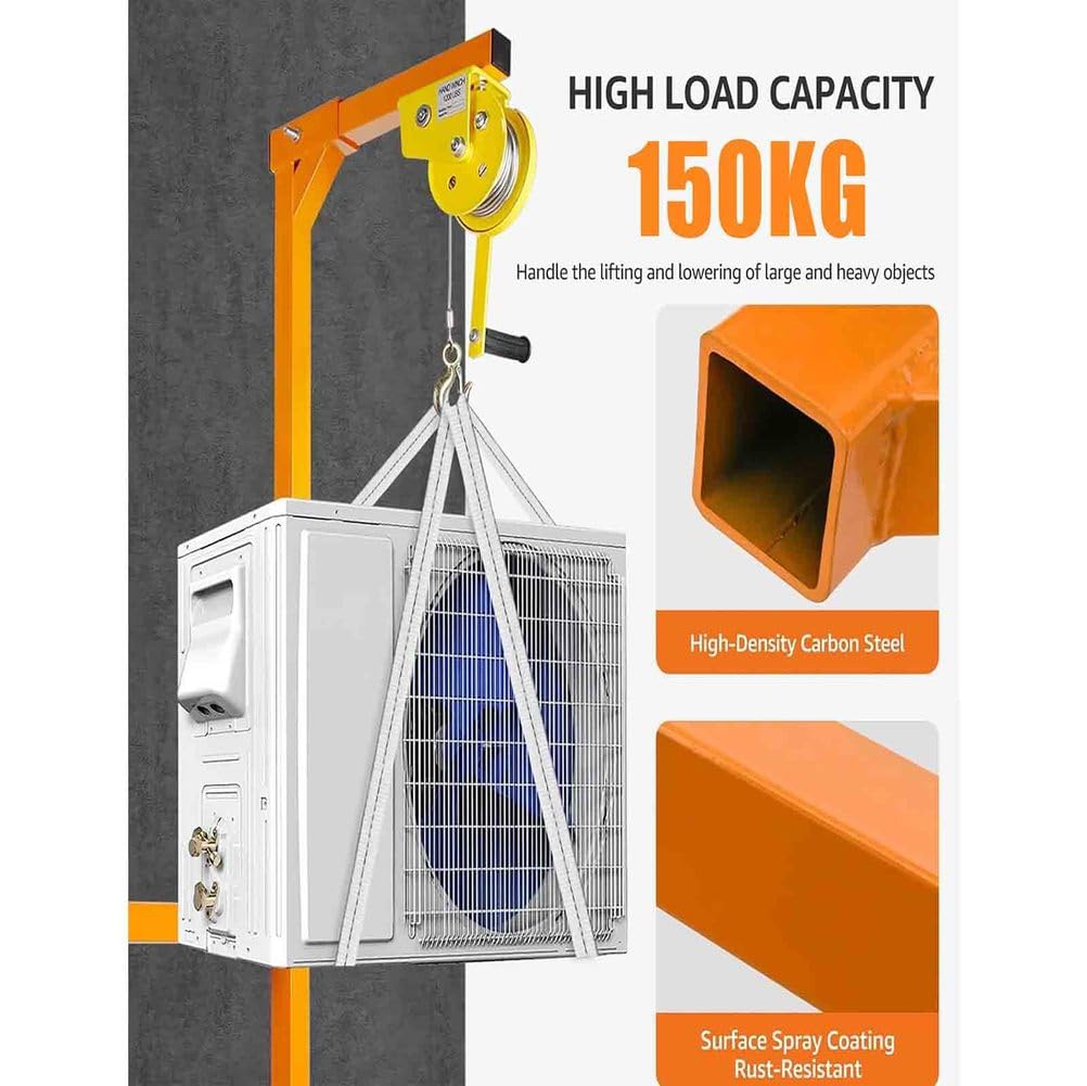 Sollevatore manuale resistente per condizionatori d'aria Capacità 150 kg Altezza di sollevamento 30 m Strumento HVAC sicuro ed efficiente Facile installazione Verricello durevole per movimentazione AC