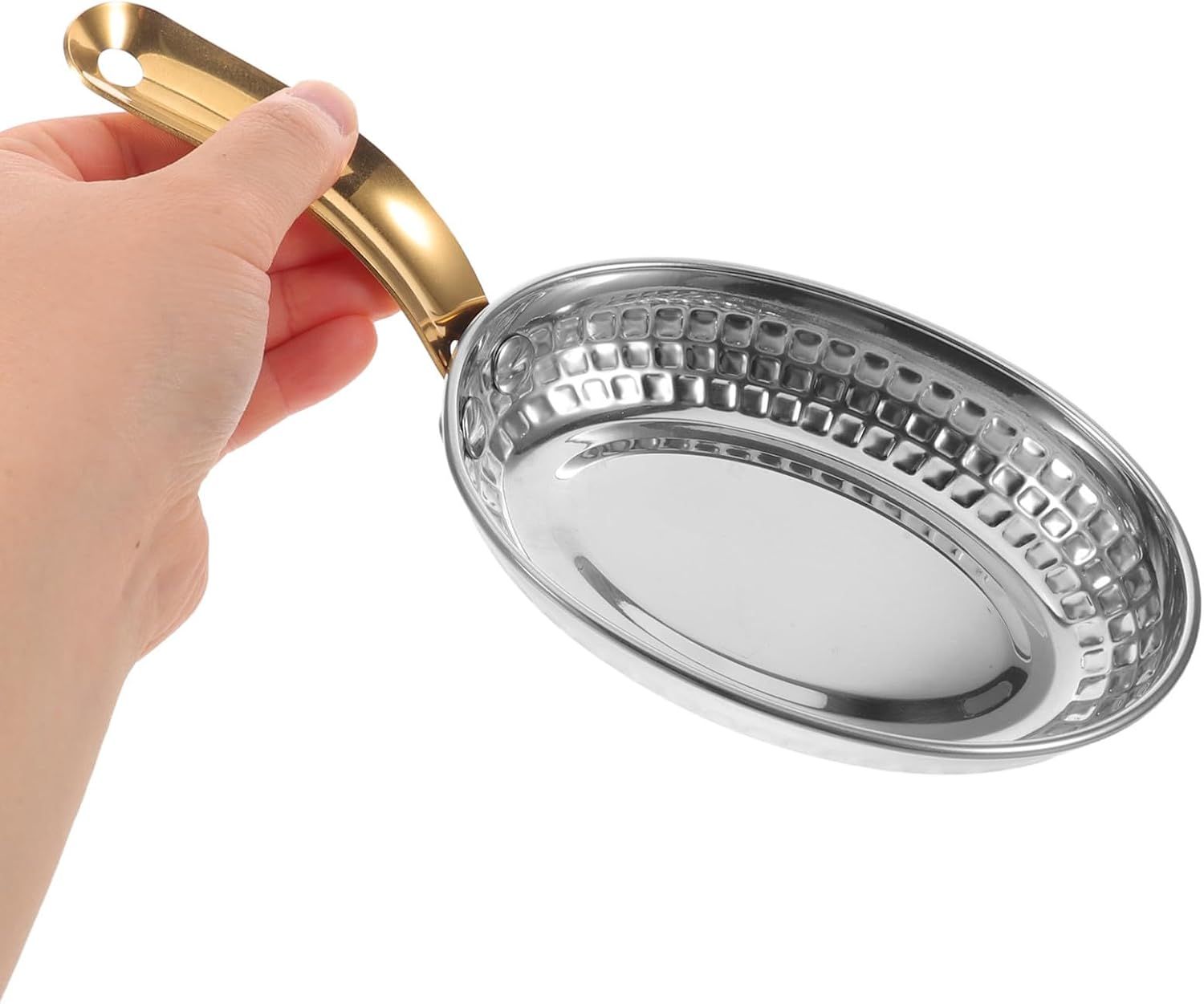 Oval Stainless Steel Seafood Serving Pan with Single Handle